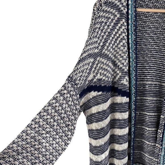 UMGEE Open Front Cascading Patterned Longline Cardigan - Picture 6 of 12
